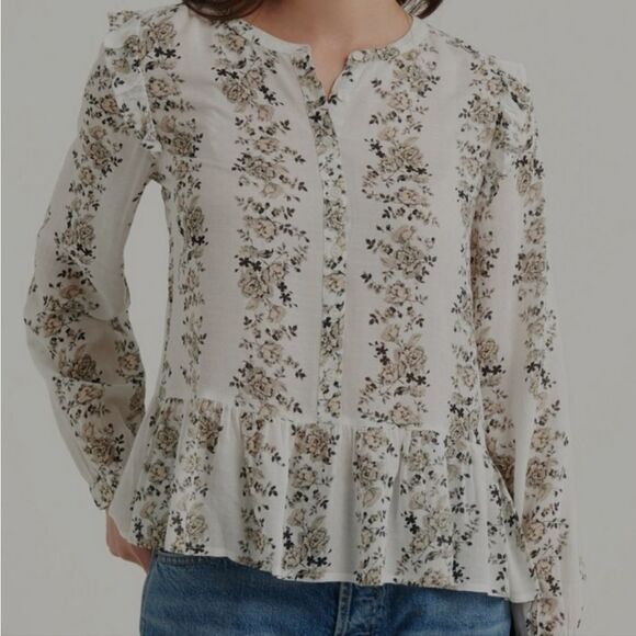 Lucky Brand floral peplum blouse size L - Picture 3 of 8